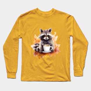 Coffee raccoon fall vibes Long Sleeve T-Shirt